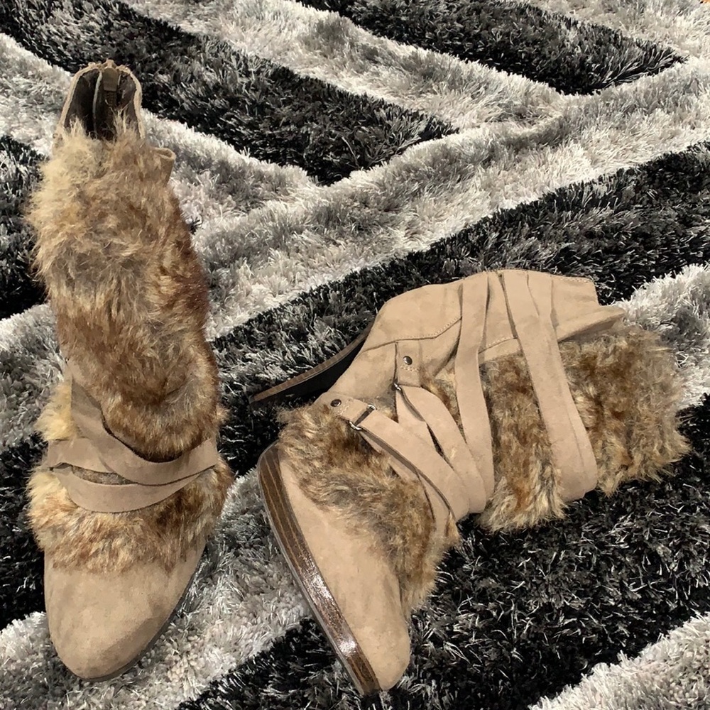 furry healed boots